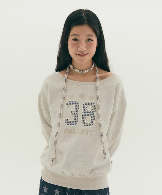NUMBER LOGO OFF-SHOULDER SWEATSHIRT