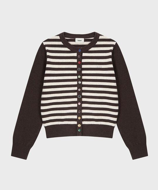 BUTTON DETAIL STRIPED CARDIGAN