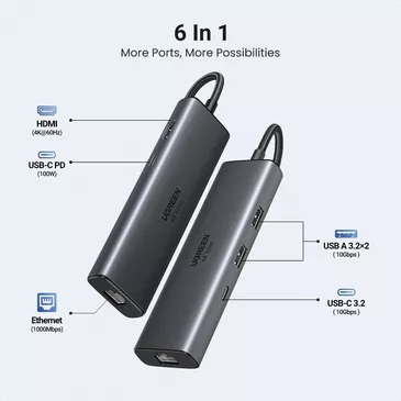 UGREEN 6-in-1 Multi Function USB-C HUB 45000 (Олон үйлдэлт USB шилжүүлэгч, хувиргагч )