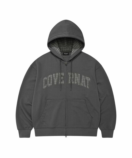 CHECK ARCH LOGO ZIP-UP HOODIE
