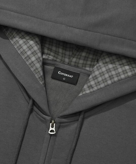CHECK ARCH LOGO ZIP-UP HOODIE