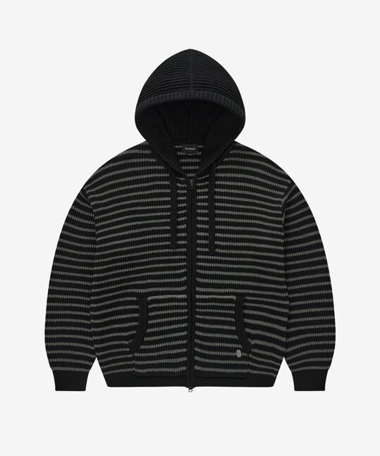 STRIPE KNIT ZIP-UP