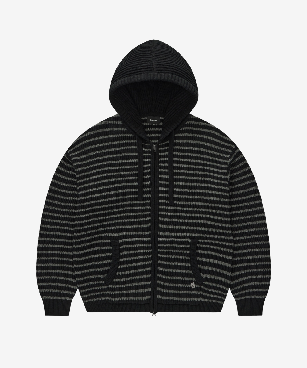 STRIPE KNIT ZIP-UP