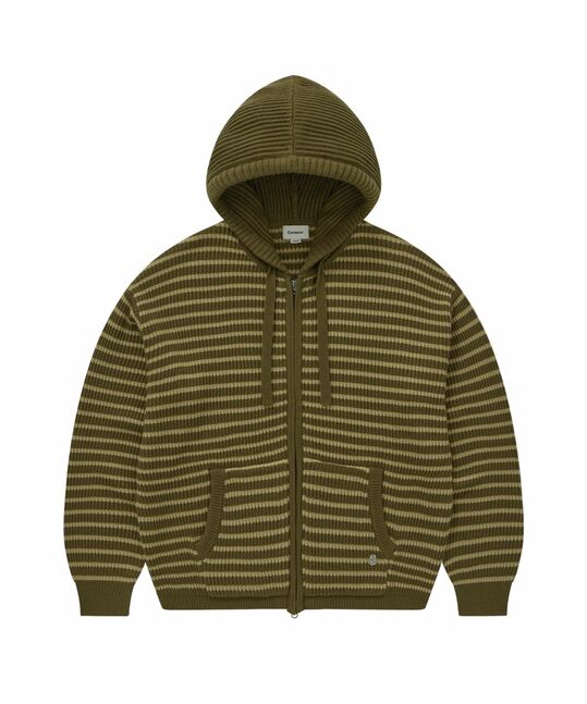 STRIPE KNIT ZIP-UP