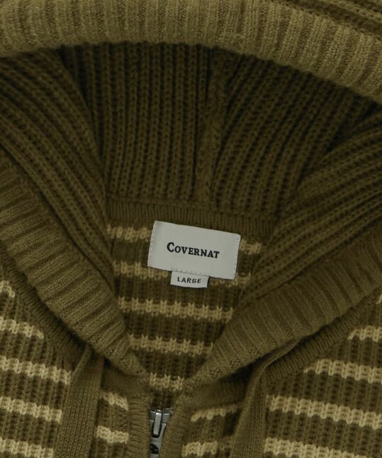 STRIPE KNIT ZIP-UP