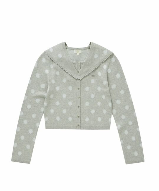 WOMEN DOT SCARF CARDIGAN