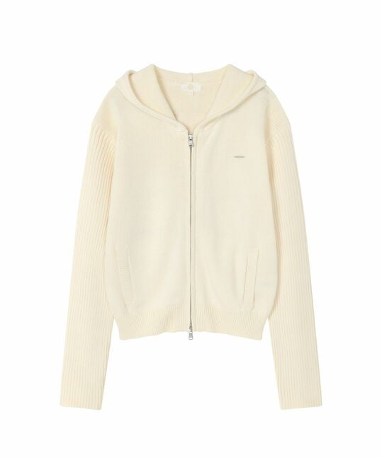 WOMEN KNIT ZIP-UP HOODIE