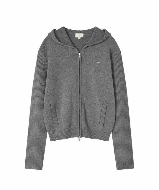 WOMEN KNIT ZIP-UP HOODIE