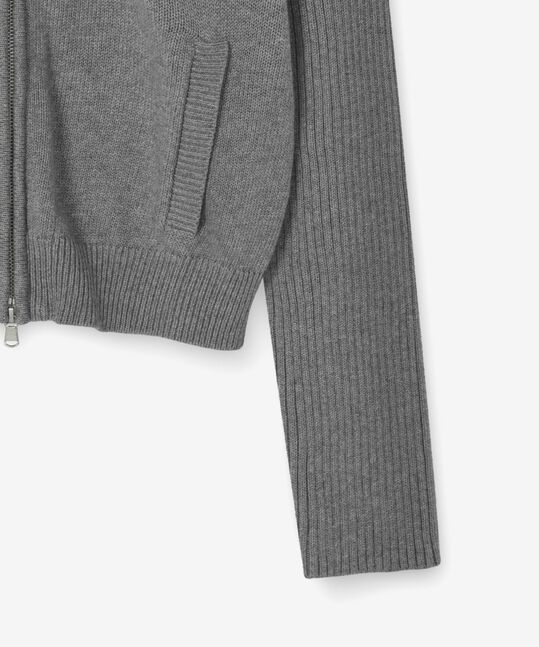 WOMEN KNIT ZIP-UP HOODIE