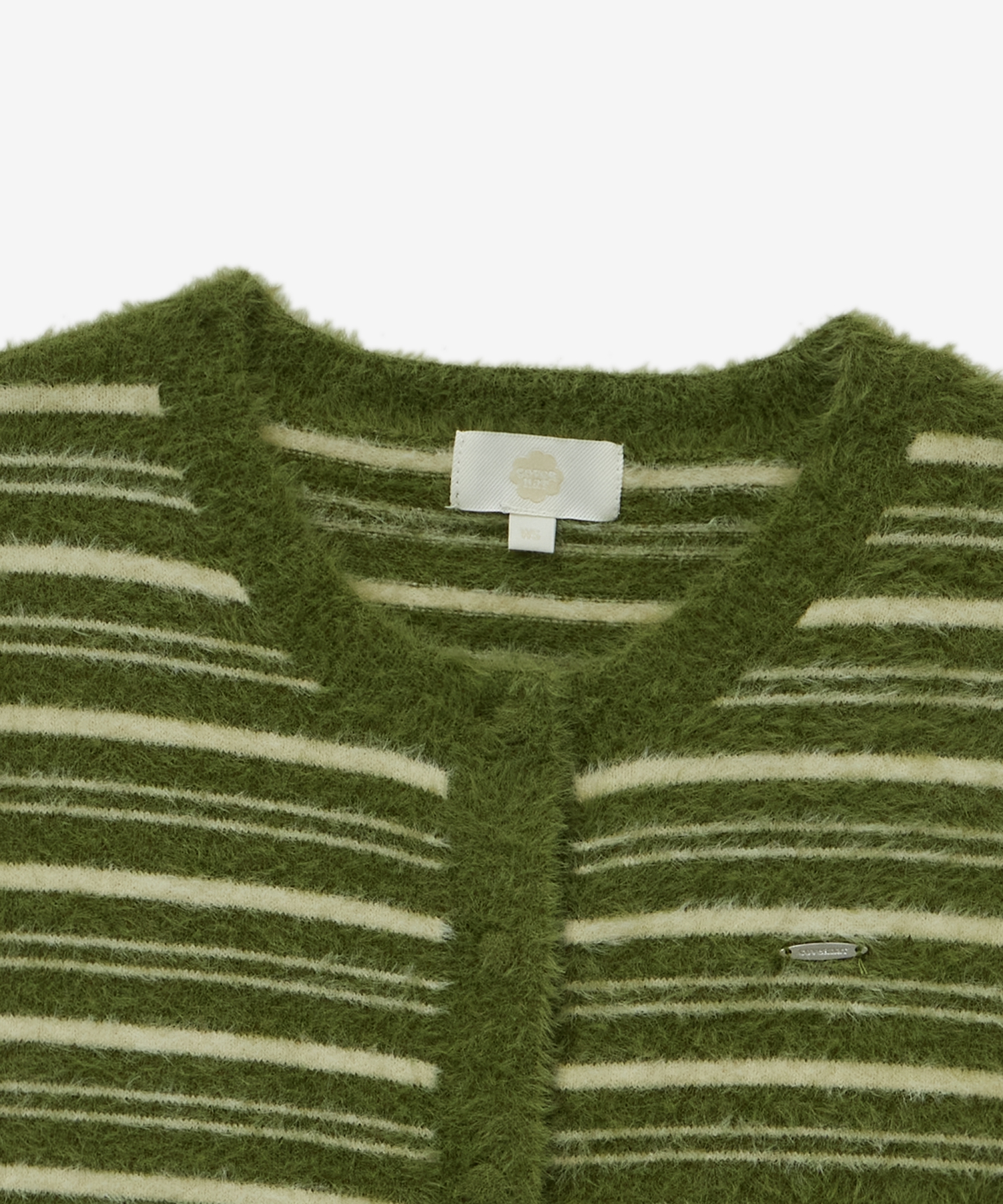 WOMEN STRIPE HAIRY CARDIGAN