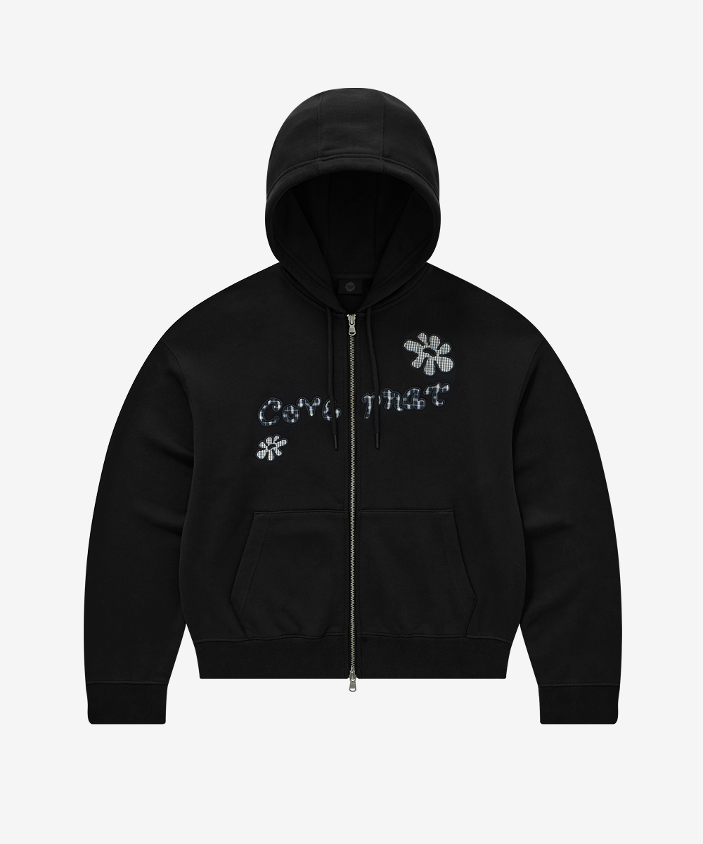 WOMEN APPLIQUE OVERFIT HOOD ZIP-UP