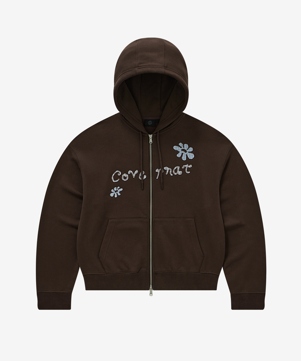WOMEN APPLIQUE OVERFIT HOOD ZIP-UP