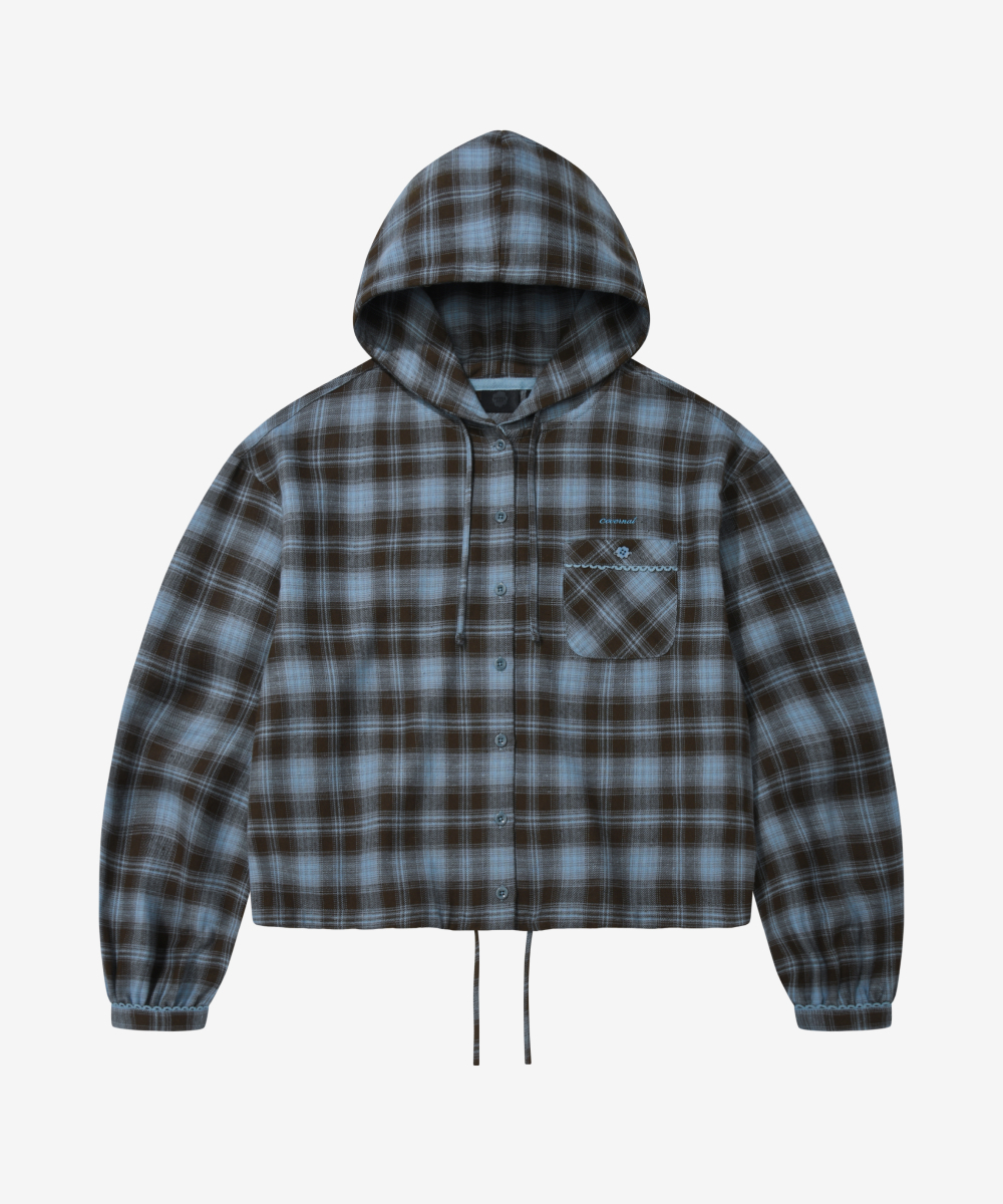 WOMEN HOODED CHECKED SHIRT