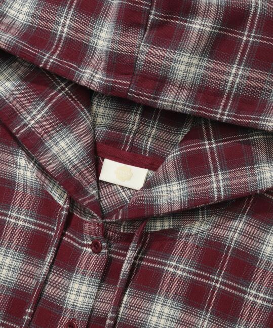 WOMEN HOODED CHECKED SHIRT