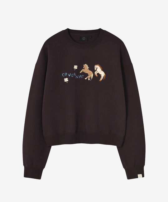 WOMEN TWIN PONY BRUSHED SWEATSHIRT