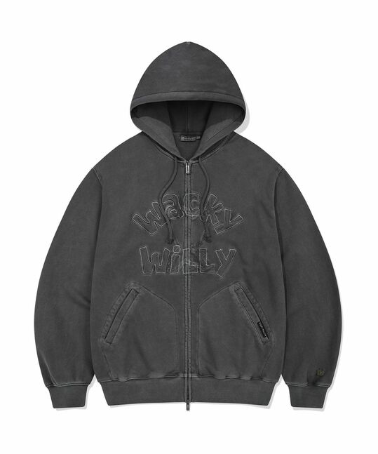 FRONT GRAPHIC PIGMENT HOODED ZIP-UP
