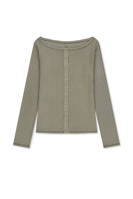 VINTAGE WASHED RIBBED SNAP TOP