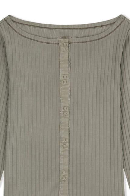 VINTAGE WASHED RIBBED SNAP TOP