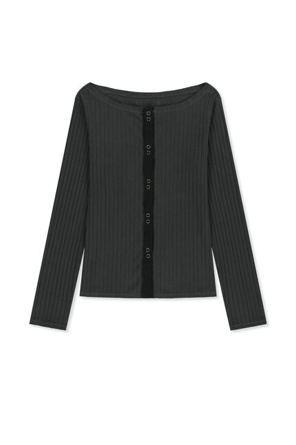 VINTAGE WASHED RIBBED SNAP TOP