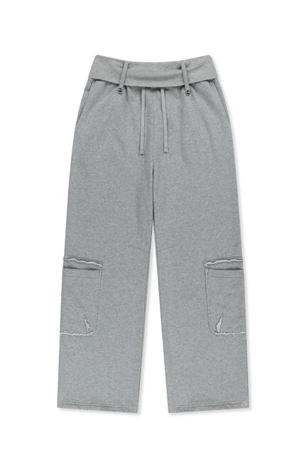MIXED WAFFLE FOLDOVER WAIST JERSEY PANTS