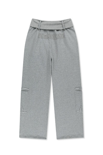 MIXED WAFFLE FOLDOVER WAIST JERSEY PANTS