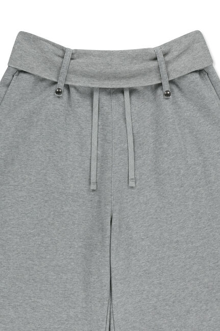MIXED WAFFLE FOLDOVER WAIST JERSEY PANTS