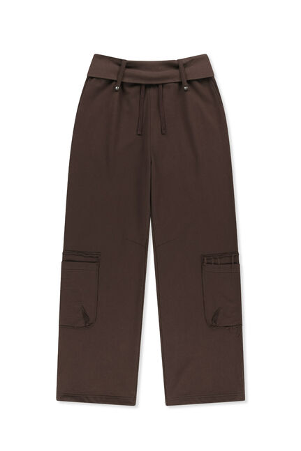 MIXED WAFFLE FOLDOVER WAIST JERSEY PANTS