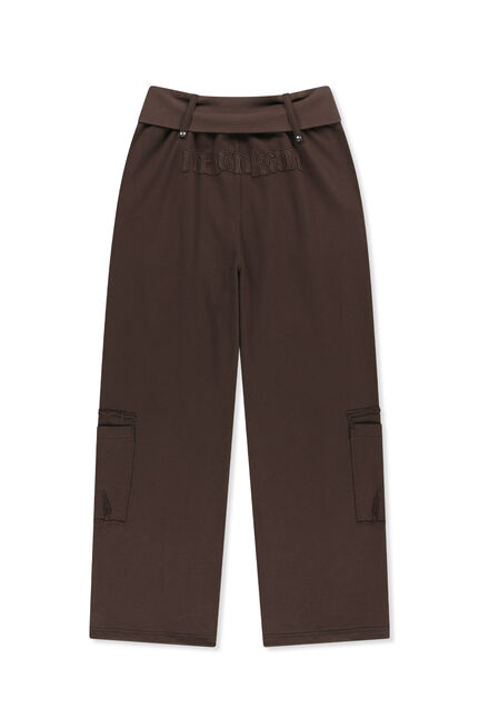 MIXED WAFFLE FOLDOVER WAIST JERSEY PANTS