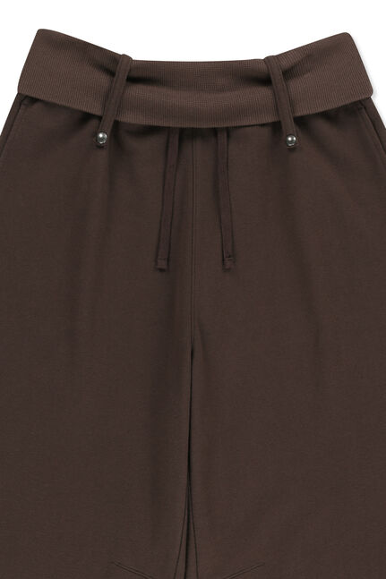 MIXED WAFFLE FOLDOVER WAIST JERSEY PANTS