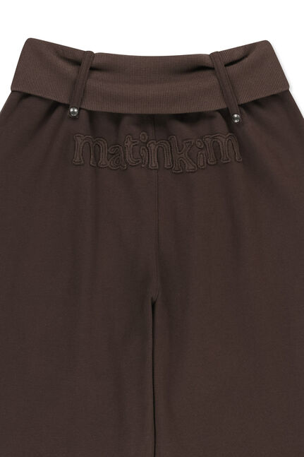 MIXED WAFFLE FOLDOVER WAIST JERSEY PANTS