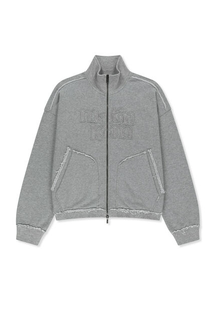 MIXED WAFFLE APPLIQUE LOGO ZIP UP