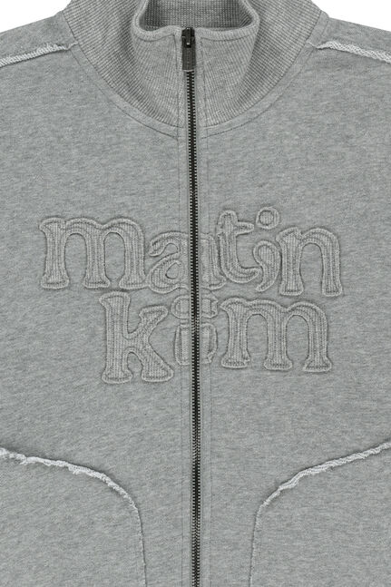 MIXED WAFFLE APPLIQUE LOGO ZIP UP