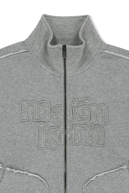 MIXED WAFFLE APPLIQUE LOGO ZIP UP
