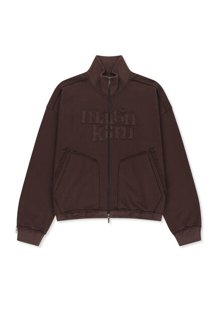 MIXED WAFFLE APPLIQUE LOGO ZIP UP