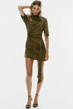 Gathered sash mini dress 