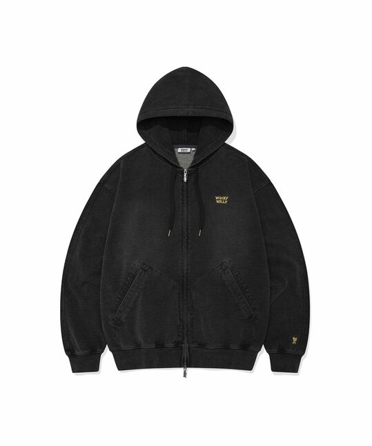 DENIM-LIKE HOOD ZIP-UP