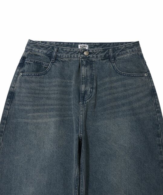 CURVED DENIM PANTS