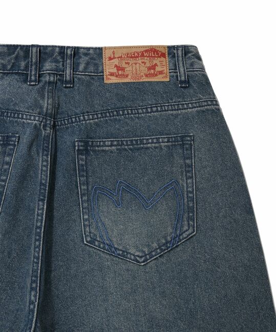 CURVED DENIM PANTS