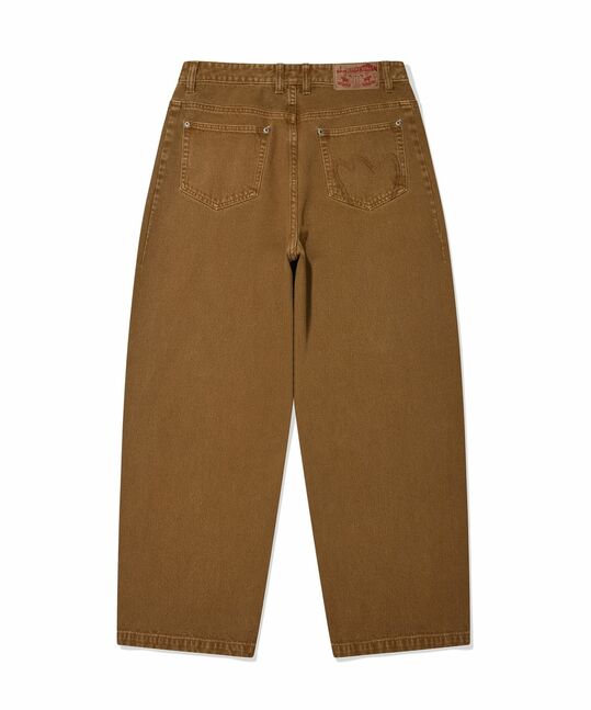 RIBBED DENIM CURVED PANTS