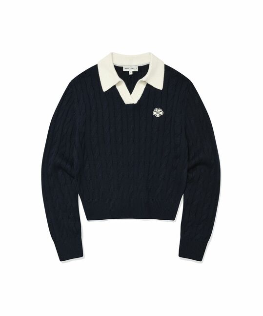 CABLE COLLAR PULLOVER