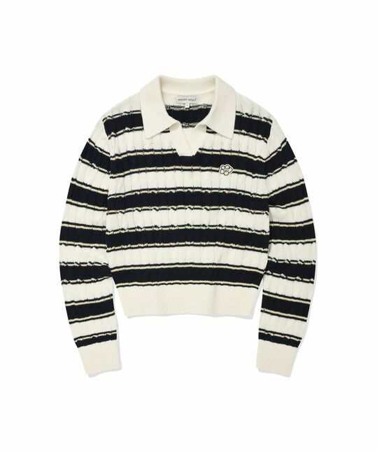 WOMEN'S CABLE OPEN COLLAR PULLOVER