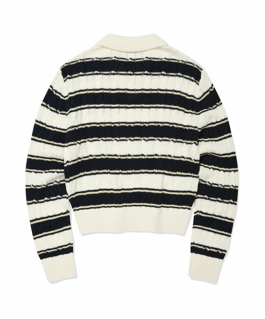 WOMEN'S CABLE OPEN COLLAR PULLOVER