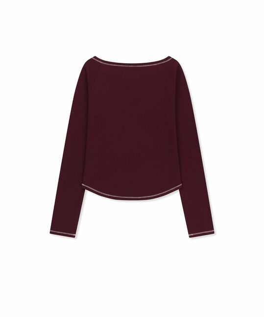LOGO APPLIQUE BUTTON DETAIL RAGLAN TOP