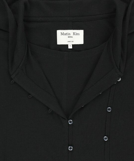 DOUBLE LAYER BUTTON HOOD TOP
