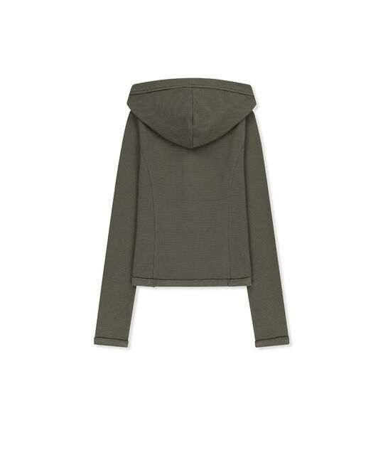 WAFFLE HENLEY NECK HOOD TOP