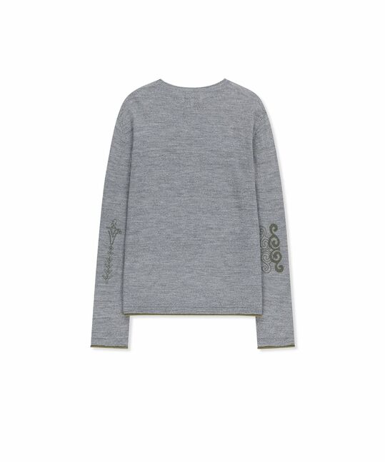 MATIN SLEEVE GRAPHIC SHEER KNIT PULLOVER