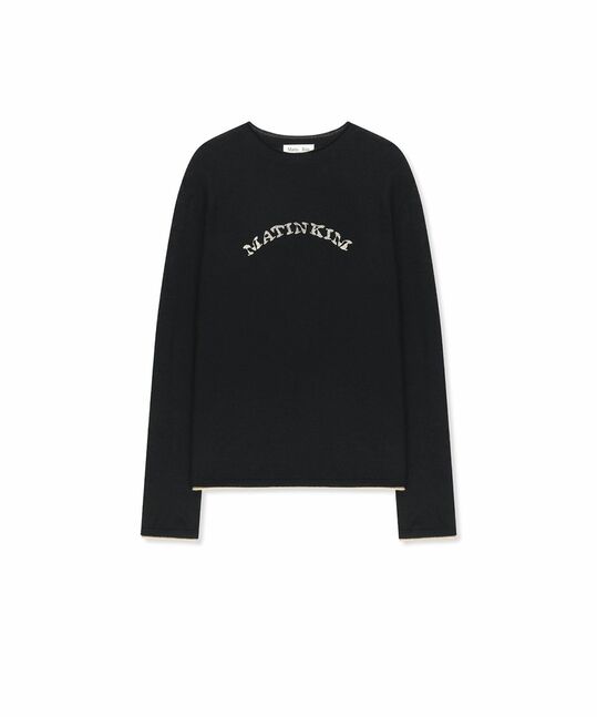 MATIN SLEEVE GRAPHIC SHEER KNIT PULLOVER