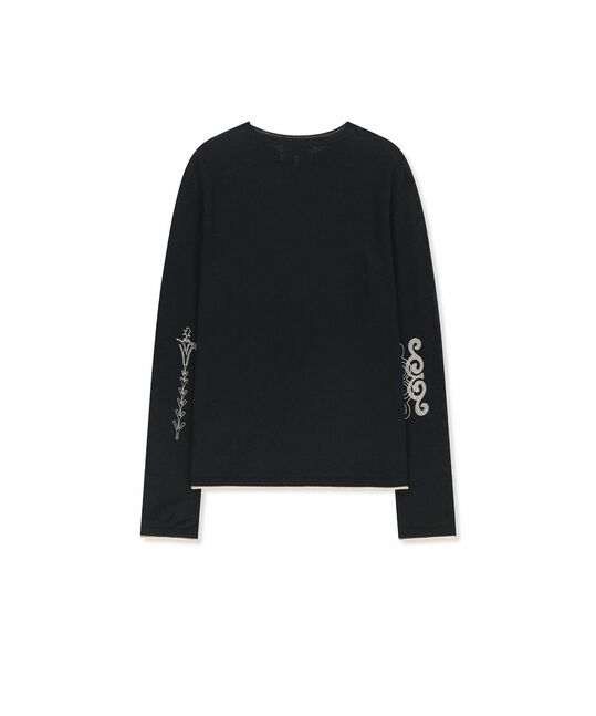 MATIN SLEEVE GRAPHIC SHEER KNIT PULLOVER