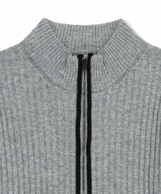 HAND STITCH SLIM FIT KNIT ZIP UP