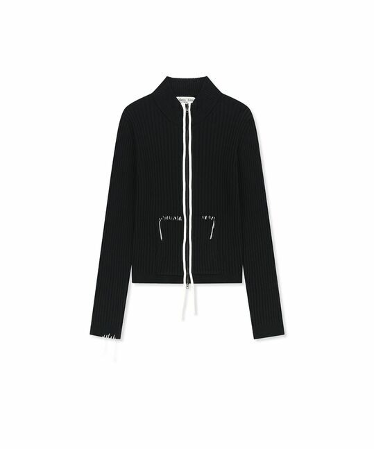 HAND STITCH SLIM FIT KNIT ZIP UP